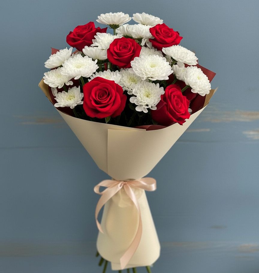 Букет цветов из: Розы и Хризантемы в Карабаше