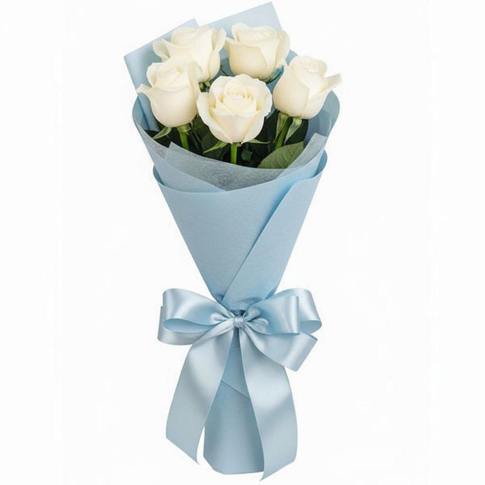 Букет 5 Белых роз Проуд в Карабаше