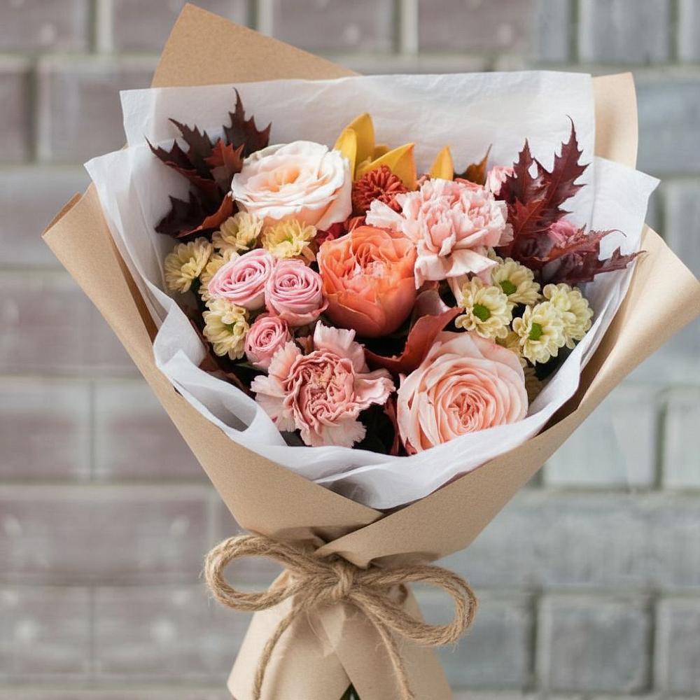 Букет цветов из: Гвоздики, Хризантемы и Розы в Карабаше