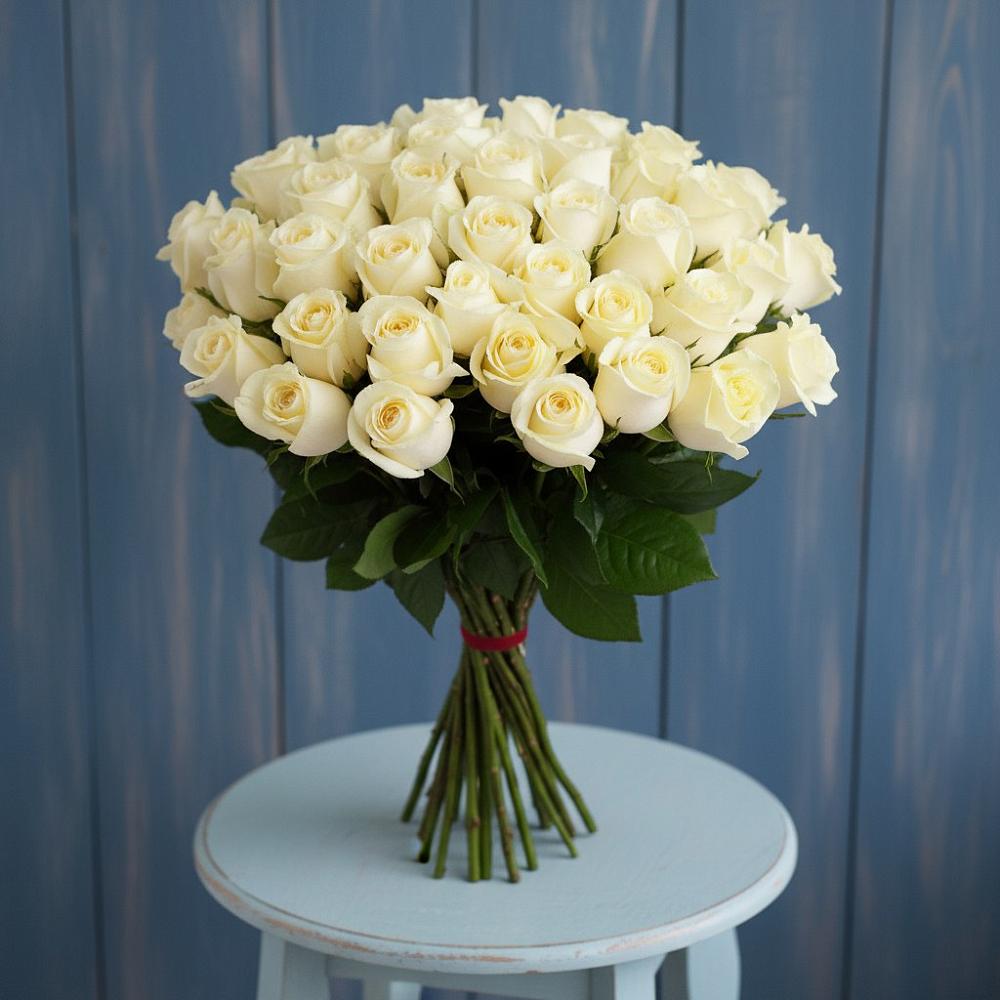 Букет 51 Белая роза Эдлесс Лав в Карабаше