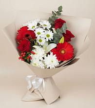 Букет цветов из:  Розы, Хризантемы, Герберы и Лилии в Карабаше