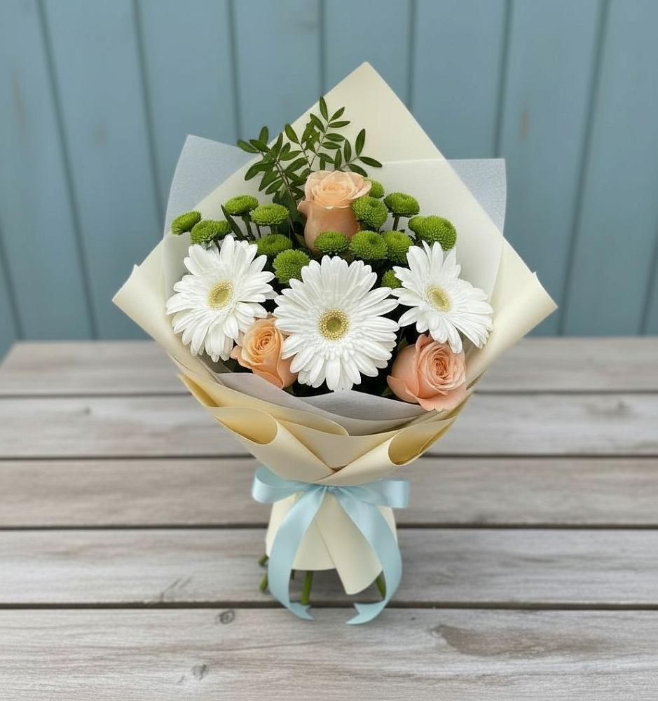 Букет цветов из: Герберы, Розы и Хризантемы в Карабаше