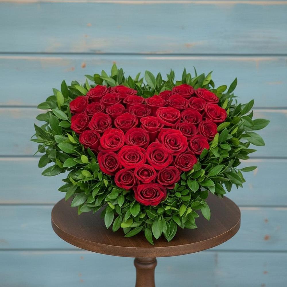 Цветочная композиция из Розы в виде сердца в Карабаше