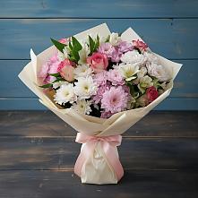 Букет цветов из:  Хризантемы, Альстромерии и Розы в Карабаше