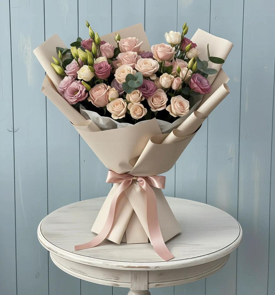 Букет цветов из: Розы и Лизиантусы в Карабаше