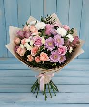 Букет цветов из:  Хризантемы, Розы и Альстромерии в Карабаше