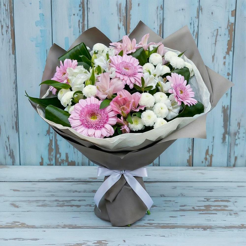 Букет цветов из: Герберы, Альстромерии и Хризантемы в Карабаше