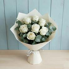 Букет Белые розы в Эвкалипте в Карабаше