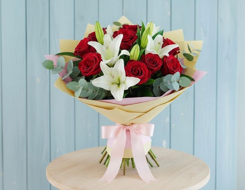 Букет цветов из: Лилии и Розы в Карабаше